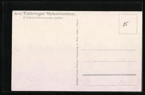 AK Thüringen, Damen am Spinnrad in thüringischer Tracht