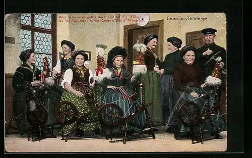 AK Thüringen, Spinnstube, thüringische Tracht