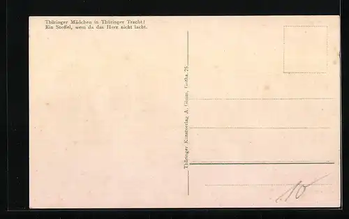 AK Thüringen, Mädchen in thüringischer Tracht