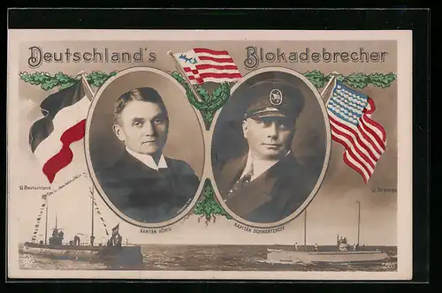AK Deutschland`s Blockadebrecher Kapitän König & Schwartzkopf, U-Boot