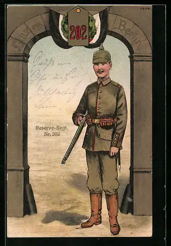 AK Berlin, Soldat in Uniform des Reserve-Regiments Nr. 201