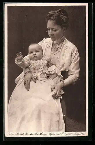 AK Fürstin Bertha zur Lippe mit Prinzessin Sieglinde