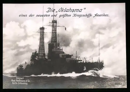 Riesen-AK Amerikanisches Kriegsschiff Oklahoma in voller Fahrt