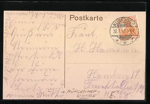 AK Neumünster, Mühlenhof-Strasse mit Anwohnern