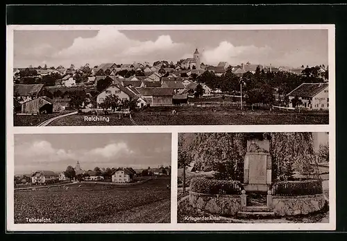 AK Reichling, Gesamtansicht, Teilansicht, Kriegerdenkmal