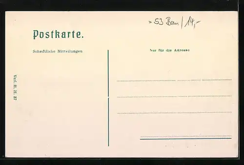 AK Godesberg, Bahnhofstrasse mit Konditorei-Cafe und Weingrosshandlung von P. Jos. Scheben