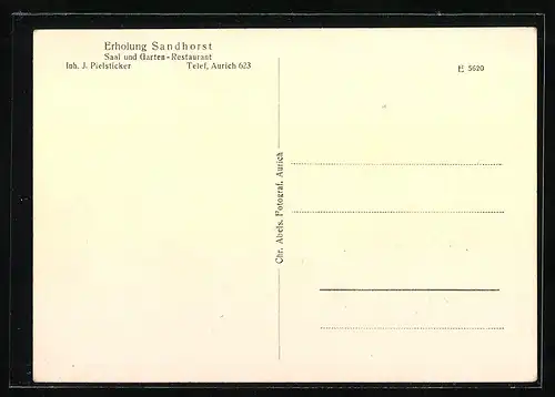 AK Aurich, Garten-Restaurant Erholung Sandhorst, Innenansicht, Rückansicht