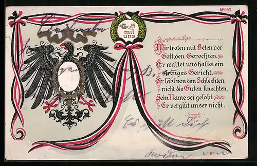 Künstler-AK Bruno Bürger & Ottillie Nr. 8621: Portrait Kaiser Wilhelms II. im Reichsadler