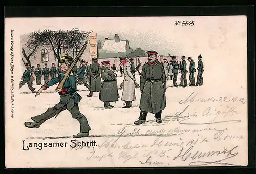 Künstler-AK Bruno Bürger & Ottillie Nr. 6648: Langsamer Schritt, exerzierender Soldat