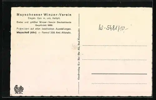 AK Mayschoss /Ahr, Winzer-Verein, Erster und ältester Winzerverein Deutschlands