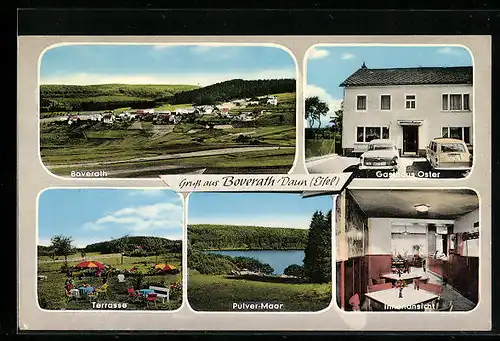 AK Boverath /Daun, Gasthaus Oster, Bes. Josef Oster und Pulver-Moor