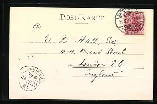 AK Bad Hamm i. W., Ortspartie mit Brücke