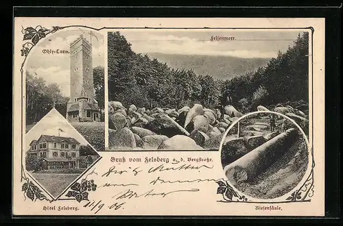 AK Felsberg a. d. Bergstrasse, Riesensäule, Felsenmeer, Hotel Felsberg
