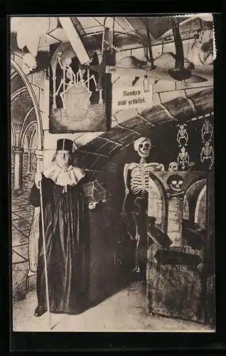 AK Dresden, Josephus Linke Gründer des ersten Dresdner Bauern-Museums, Kreuzstrasse 11, Katakomben