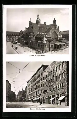 AK Essen /Ruhr, Hauptbahnhof, Bädekerhaus