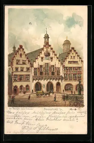 Lithographie Alt-Frankfurt, Der Römer, Neue Fassade