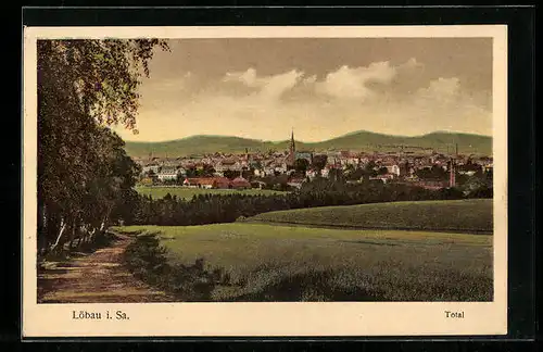 AK Löbau i. Sa., Totalansicht mit Kirche
