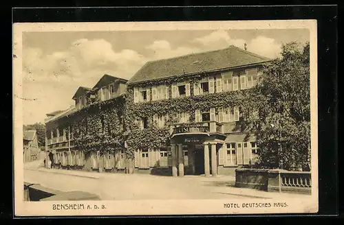 AK Bensheim a. d. B., Hotel Deutsches Haus, Bes. Joh. Müller