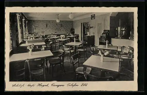 AK Tiengen, Schloss-Cafe Hugel, Innenansicht
