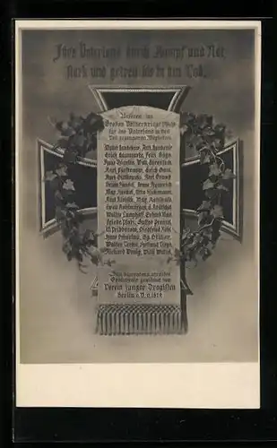 AK Eisernes Kreuz, Ehrung für die 1914-18 gefallenen Mitglieder des Vereins junger Drogisten