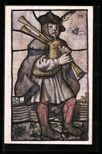 Künstler-AK Heinz Schiestl: Mann mit einem Dudelsack