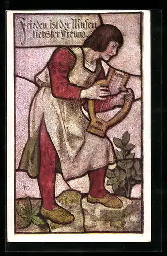 Künstler-AK Heinz Schiestl: Mann mit Leier