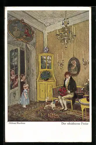 Künstler-AK Helmut Skarbina: Der schüchterne Freier