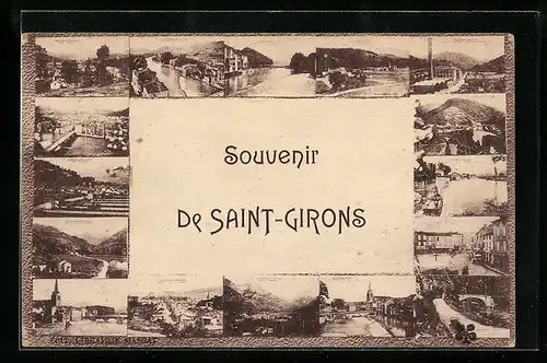 AK Saint-Girons, Pont et Eglise, Vue generale
