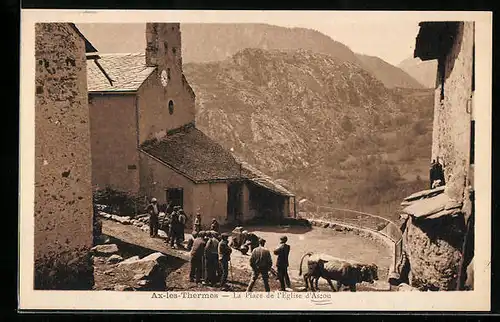 AK Ax-les-Thermes, La Place de l`Eglise d`Ascou