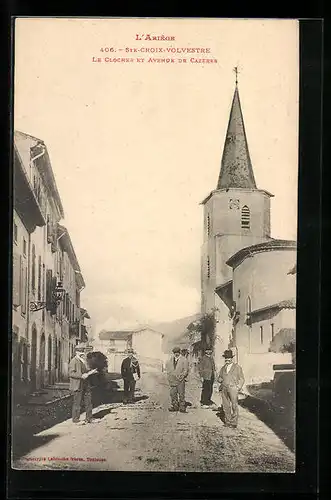 AK Ste-Croix-Volvestre, Le Clocher et Avenue de Cazeres