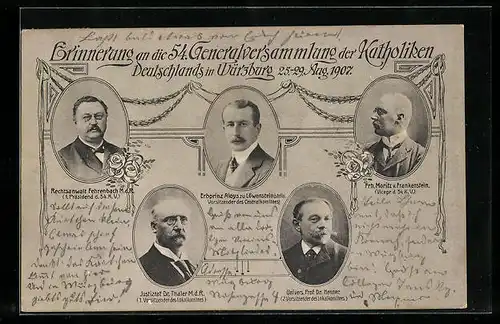 AK Würzburg, Erinnerung an 54. Generalversammlung der Katholiken Deutschlands v. 25-29 Aug.1907
