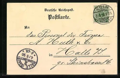 Lithographie Köln-Neustadt, Gruss aus dem Kölner Stadtgarten, Gartenpartien