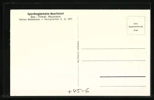 AK Berlin, Sportkeglerheim Beelitzhof