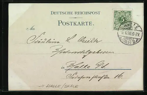 Lithographie Halle /Saale, Ruine Giebichenstein