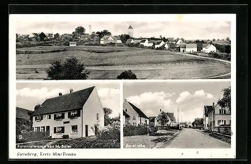 AK Steinberg a. Donau, Kolonilawaren M. Baier, Teilansicht, Dorfstrasse