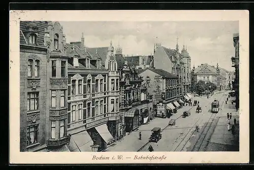 AK Bochum i. W., Strassenbahn in der Bahnhofstrasse