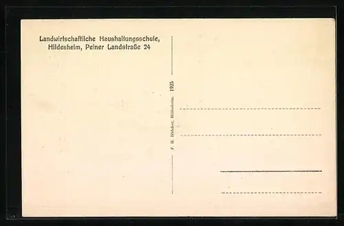 AK Hildesheim, Landwirtschaftliche Haushaltungsschule, Peiner Landstrasse 24