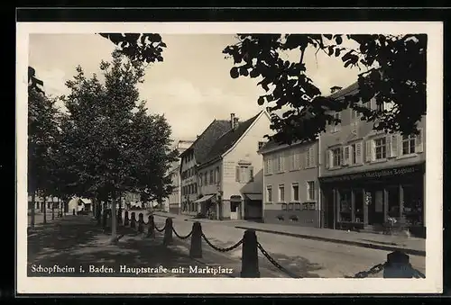 AK Schopfheim i. B., Hauptstrasse mit Marktplatz