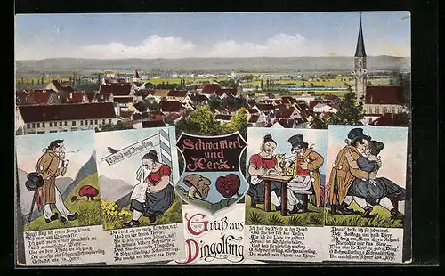 AK Dingolfing, Gesamtansicht, Schwämmerl und Herz
