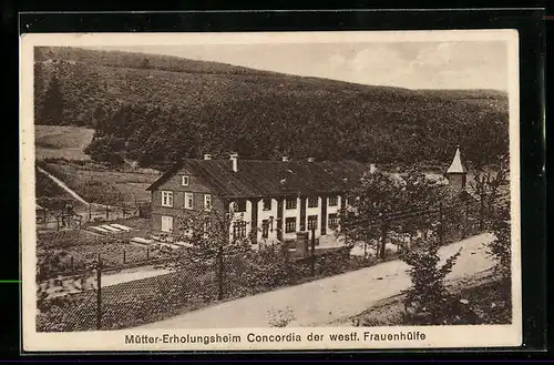 AK Herdorf, Mütter-Erhoungsheim Concordia der westfälischen Frauenhülfe mit Strasse und Umgebung