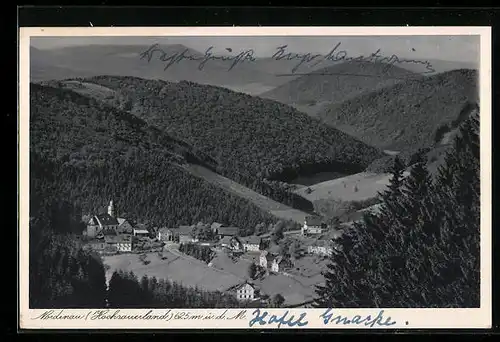 AK Nordenau /Hochsauerland, Ort aus der Vogelschau