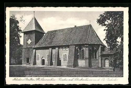 AK Müden /Oertze, St. Laurentius-Kirche mit Glockenturm