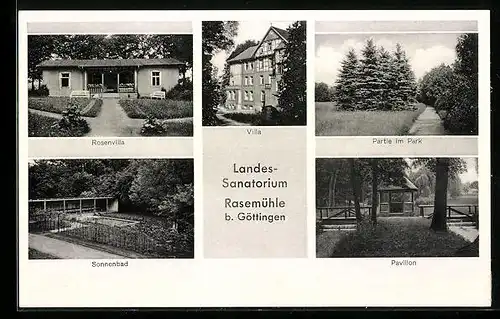 AK Rasemühle b. Göttingen, Partie am Park, Villa und Sonnenbad