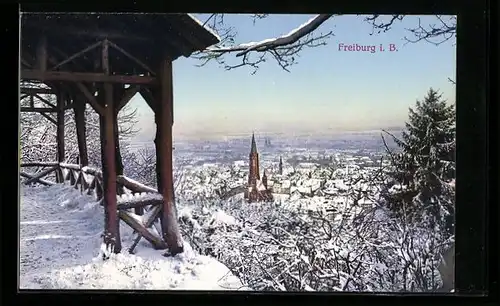 AK Freiburg i. B., Ortsansicht im Winter