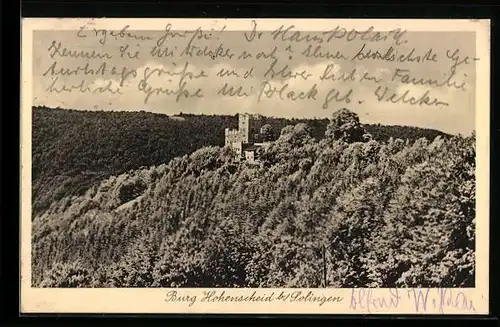 AK Solingen, Blick auf die Burg Hohenscheid