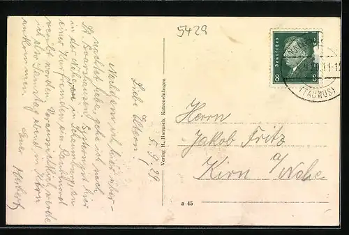 AK Katzenelnbogen, Schafsherde vor dem Ort