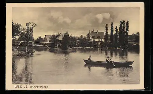 AK Lahr i. B., Dammenmühle mit Ruderboot