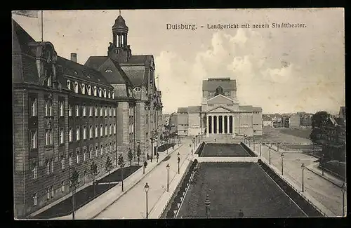 AK Duisburg, Blick auf das Landgericht mit neuem Stadttheater