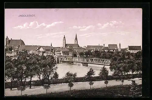 AK Ingolstadt, Ortsansicht mit Flusslauf