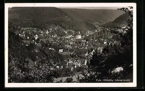 AK Calw, Württbg. Schwarzwald, Ortsansicht aus der Vogelschau